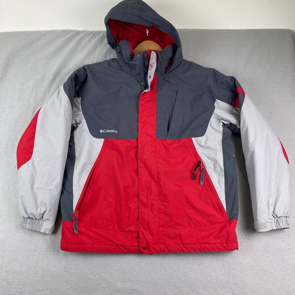 Columbia Mens 3-in-1 Full Zip Jacket Red gray M Interchange USA VTG